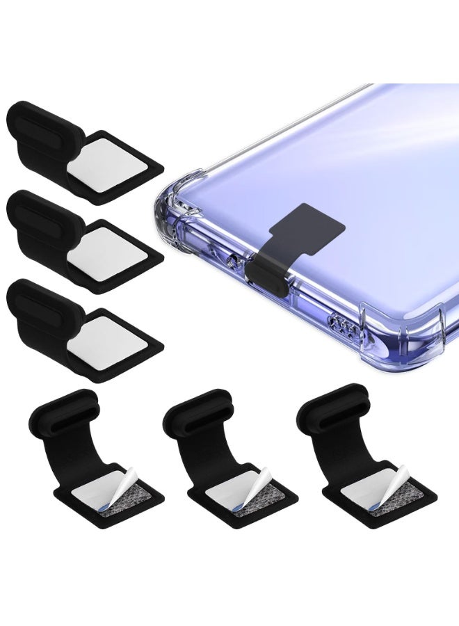 قابس غبار منفذ C، غطاء غبار USB-C، قابس شحن غبار الهاتف المحمول، واقي غبار سيليكون مع لاصق قابل للإزالة متوافق مع هاتف محمول، 6 كمبيوتر، أسود - Image 5