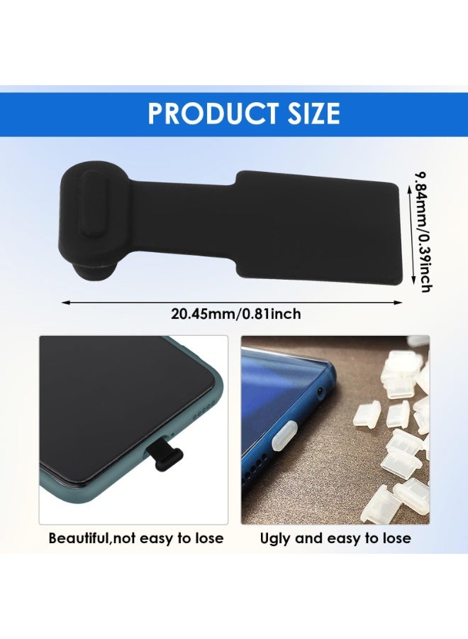 قابس غبار منفذ C، غطاء غبار USB-C، قابس شحن غبار الهاتف المحمول، واقي غبار سيليكون مع لاصق قابل للإزالة متوافق مع هاتف محمول، 6 كمبيوتر، أسود - Image 4