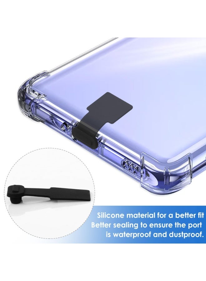 قابس غبار منفذ C، غطاء غبار USB-C، قابس شحن غبار الهاتف المحمول، واقي غبار سيليكون مع لاصق قابل للإزالة متوافق مع هاتف محمول، 6 كمبيوتر، أسود - Image 2