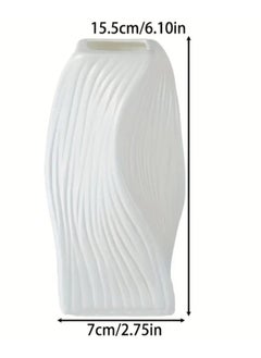 LDQ 1 Pc Elegant White Ribbed Plastic Vase with White Twisted, Modern Nordic Bohemian Decor, Home Decor Vases  - Image 4