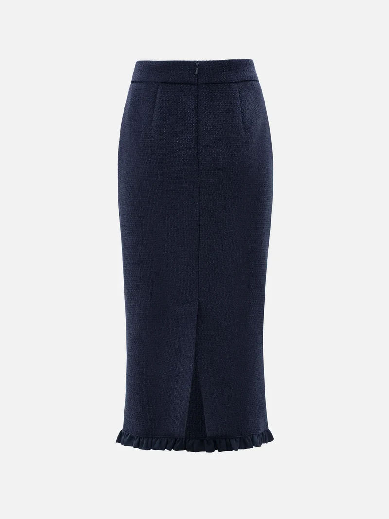Lichi  Straight-cut tweed midi skirt with ruffles for Women | Best Price UAE