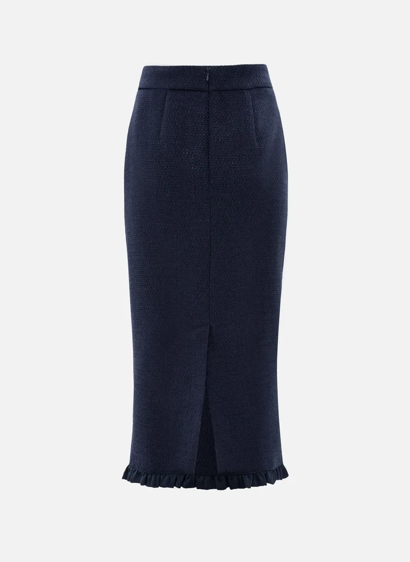 Lichi  Straight-cut tweed midi skirt with ruffles for Women | Best Price UAE