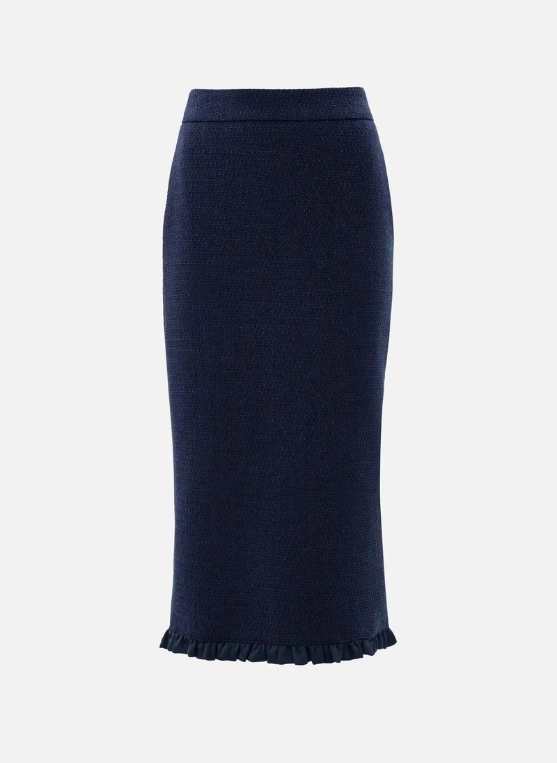 Lichi  Straight-cut tweed midi skirt with ruffles for Women | Best Price UAE