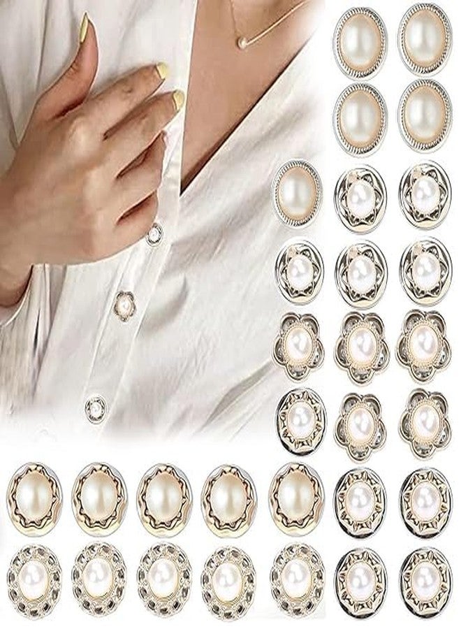 BOTIST 30pcs Pearl Buttons Brooch Buttons Cover Up Brooch Pins Mini Safety Shirt Buttons for Cardigan Saree Dress Hats, No Sew & Removable - Image 1