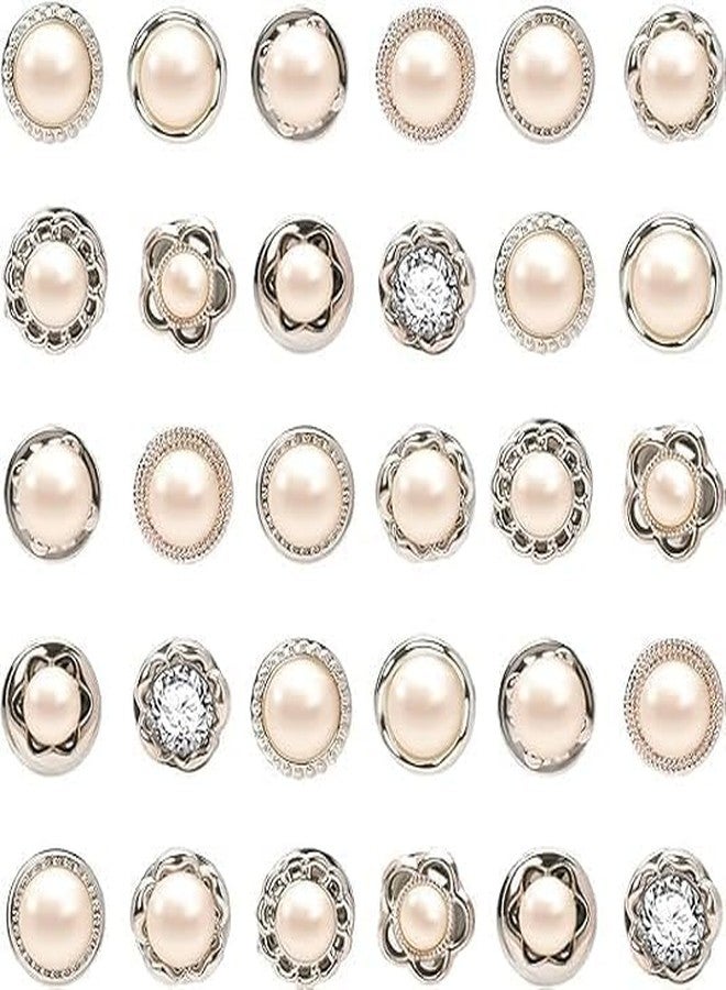 BOTIST 30pcs Pearl Buttons Brooch Buttons Cover Up Brooch Pins Mini Safety Shirt Buttons for Cardigan Saree Dress Hats, No Sew & Removable - Image 2