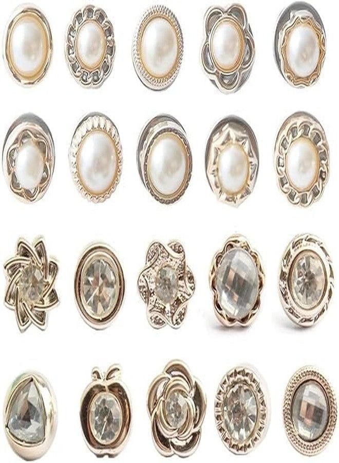 BOTIST 30pcs Pearl Buttons Brooch Buttons Cover Up Brooch Pins Mini Safety Shirt Buttons for Cardigan Saree Dress Hats, No Sew & Removable - Image 4