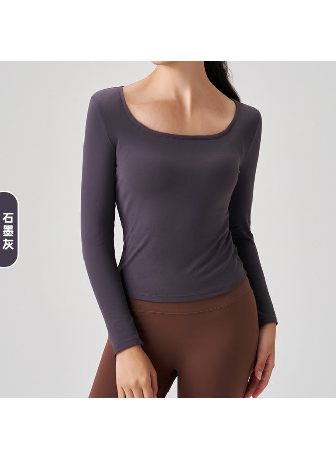 European And American Style Naked-feel Waist-cinching Yoga Top For Women, Versatile Slimming Outdoor Fitness Pilates Slim-fit Sports Long-sleeve Top