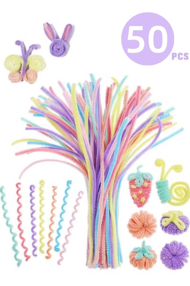 Lemon 50 Pcs Top Twisting Stick, Fuzzy Craft DIY, Colorful Fuzzy Wire  Craft Pipe, Chenille Wire Plush - Image 1