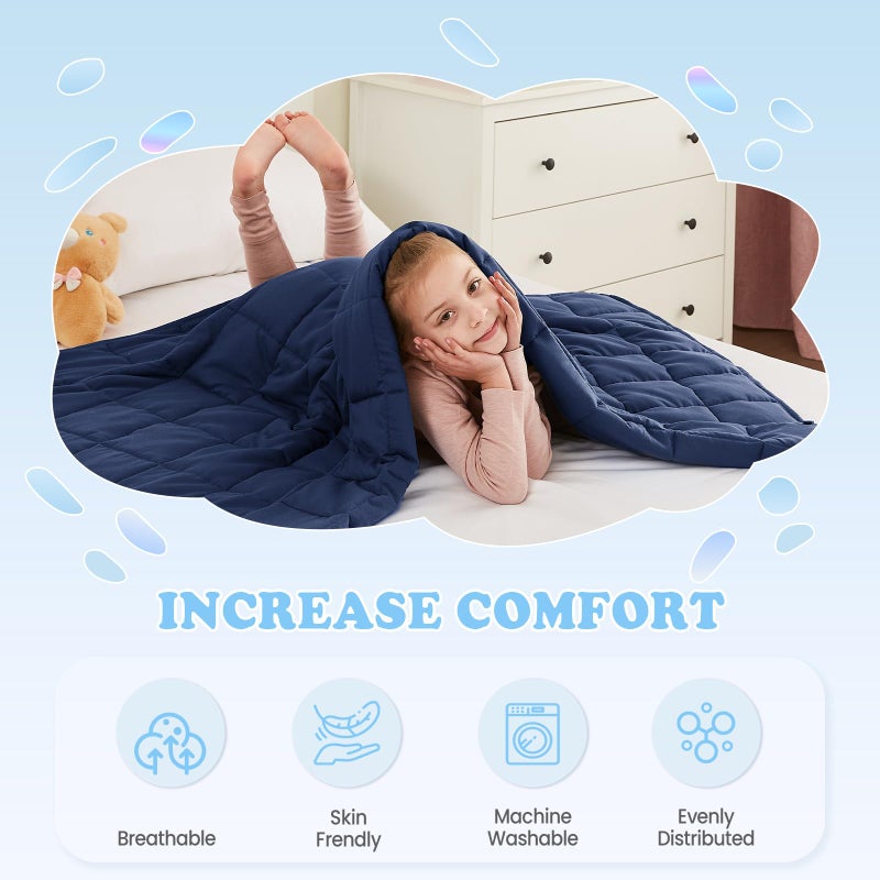 HOSUKKO Weighted Blanket - 5 lbs Navy Blue Heavy Blanket - Breathable Blanket(36 * 48 inches, 5 lbs) - Image 5