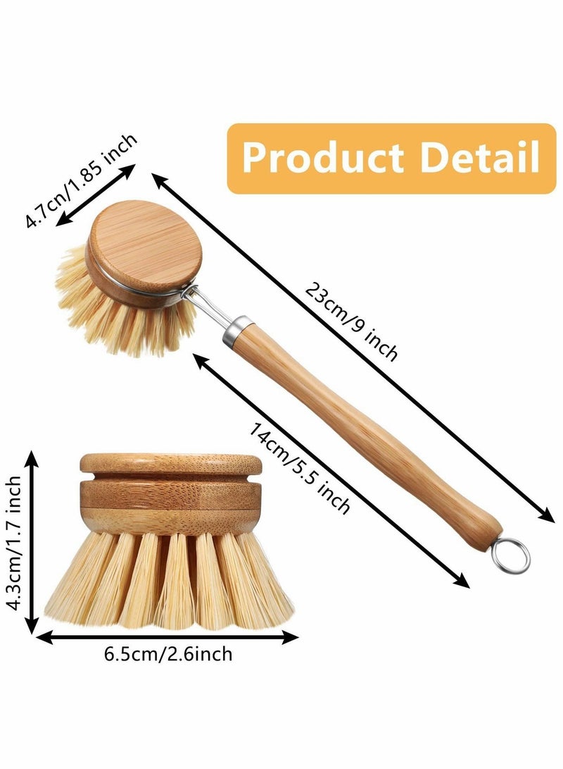 Excefore Wooden Kitchen Dish Brush,  Include Bamboo Scrub Cleaning Brush and Replacement Brush Heads Dish Brush for Kitchen Room Cleaning Supplies 8 Pieces - Image 5