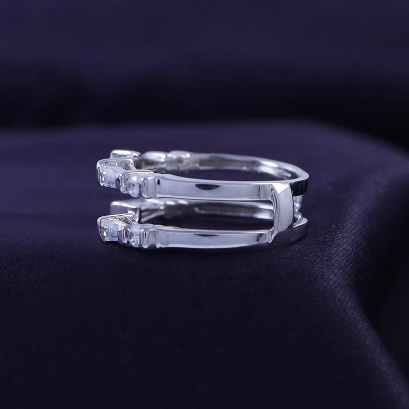 AFFY 3/4 Carat Tapered & Round White Cubic Zirconia Enhancer Guard Ring In 14K White Gold Over Sterling Silver (0.75 Cttw) Ring Size-7 - Image 5