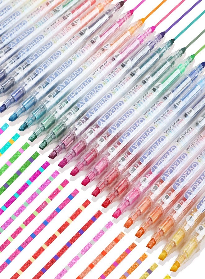 miikoul 24 Colors Dual Tip Highlighters Glitter Color Changing Highlighter Markers for Kids, Chisel and Bullet Tips Quick Dry Highlighter Pens for Bible Study, Adult Coloring, Easter Painting - Image 1