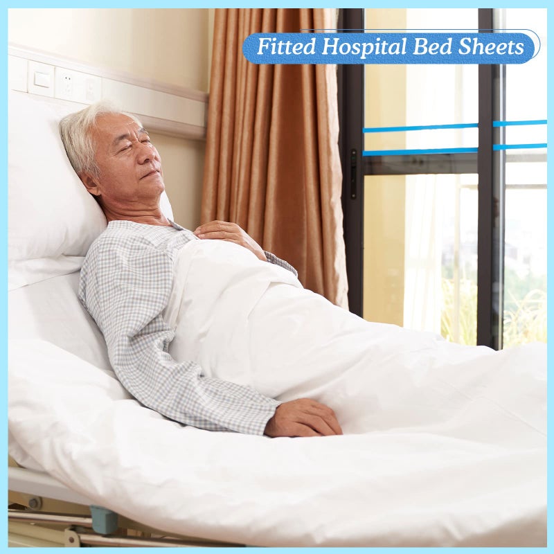 Moukeren 6 Pcs Hospital Bed Sheet Set Fitted Hospital Bed Sheets for Home and Hospital Bed Extra Long Sheet for Hospital Bed Included Sheet and Pillow Case (White) - Image 4