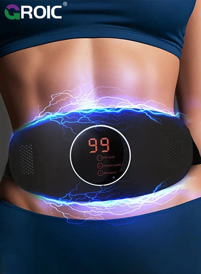 GROIC Slimming Belt, Abdominal Massager Portable Weight Loss Machine with 3 Vibration Massage Modes, Heating, Improve Blood Flow,Heating Pad for Back Pain(Black) - Image 1