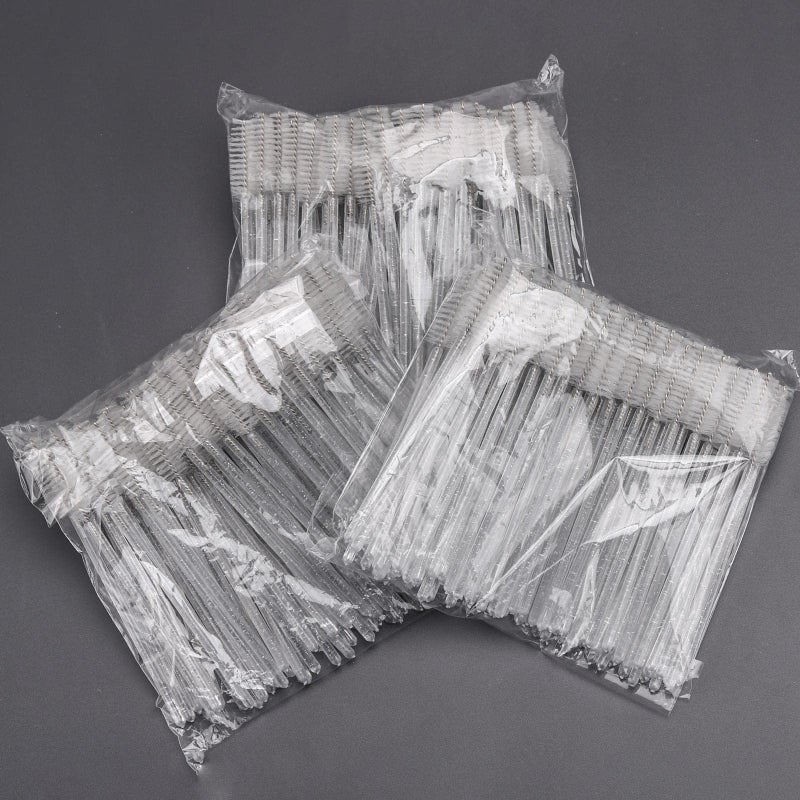 Tbestmax 300 Pcs Disposable Mascara Wands, Crystal Spoolies Brush for Eyelash Extensions, Spooly Eyelash Eyebrow Brushes Lash Wand Applicator Makeup Kits (White) - Image 2