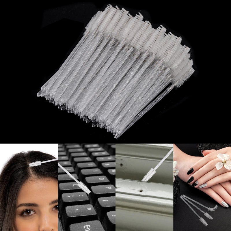 Tbestmax 300 Pcs Disposable Mascara Wands, Crystal Spoolies Brush for Eyelash Extensions, Spooly Eyelash Eyebrow Brushes Lash Wand Applicator Makeup Kits (White) - Image 4