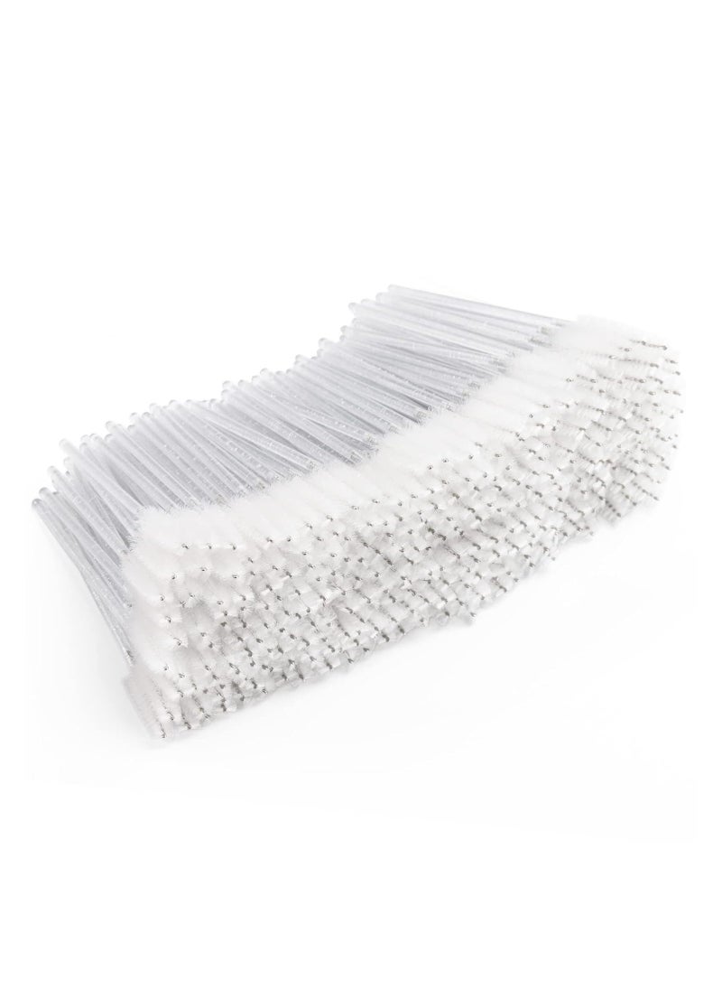 Tbestmax 300 Pcs Disposable Mascara Wands, Crystal Spoolies Brush for Eyelash Extensions, Spooly Eyelash Eyebrow Brushes Lash Wand Applicator Makeup Kits (White)  - Image 1