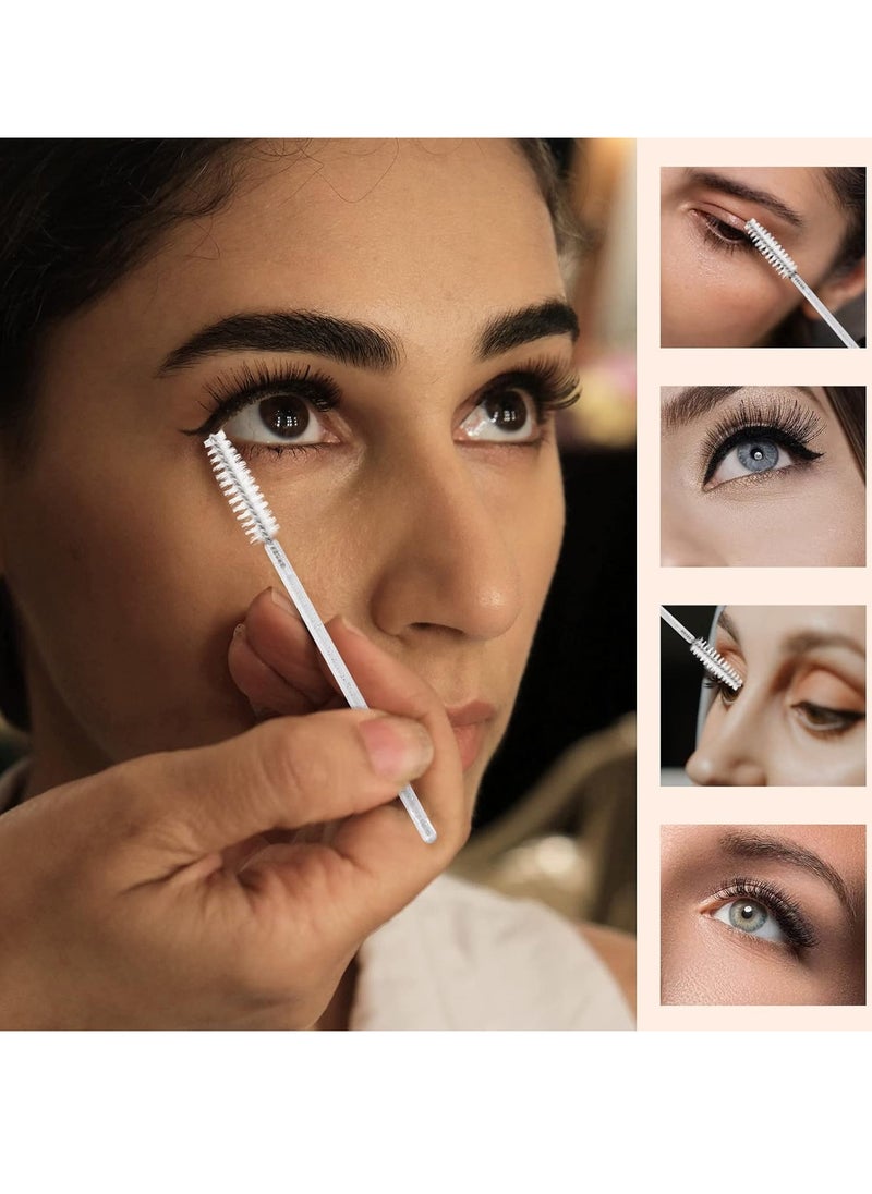 Tbestmax 300 Pcs Disposable Mascara Wands, Crystal Spoolies Brush for Eyelash Extensions, Spooly Eyelash Eyebrow Brushes Lash Wand Applicator Makeup Kits (White)  - Image 2