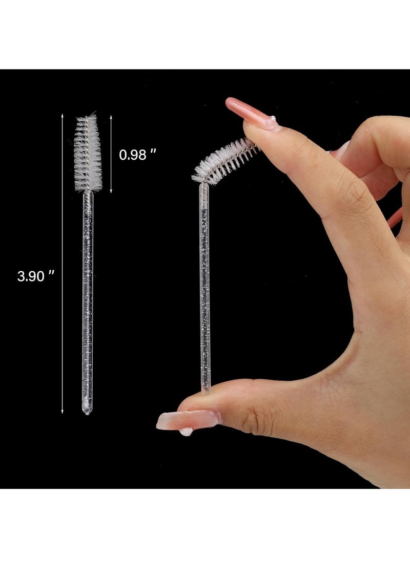 Tbestmax 300 Pcs Disposable Mascara Wands, Crystal Spoolies Brush for Eyelash Extensions, Spooly Eyelash Eyebrow Brushes Lash Wand Applicator Makeup Kits (White)  - Image 3
