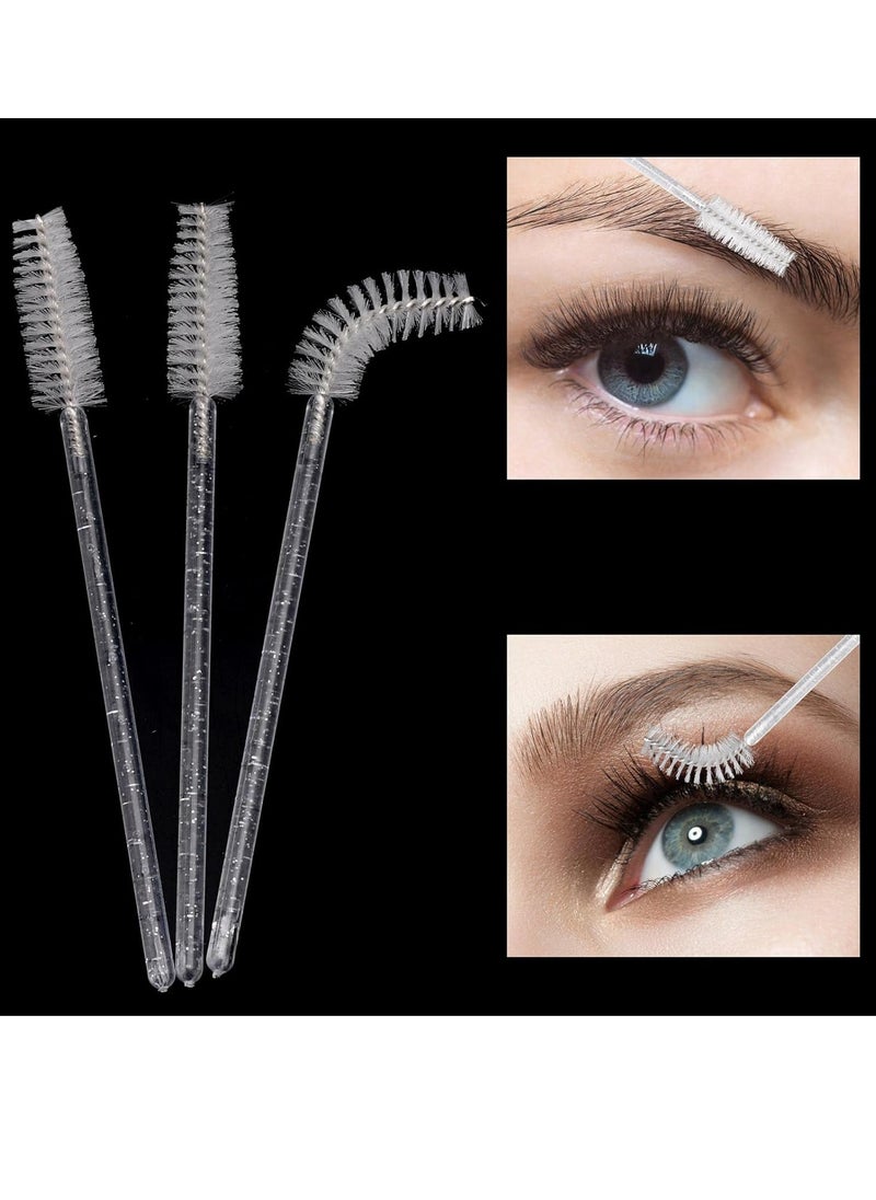 Tbestmax 300 Pcs Disposable Mascara Wands, Crystal Spoolies Brush for Eyelash Extensions, Spooly Eyelash Eyebrow Brushes Lash Wand Applicator Makeup Kits (White)  - Image 4