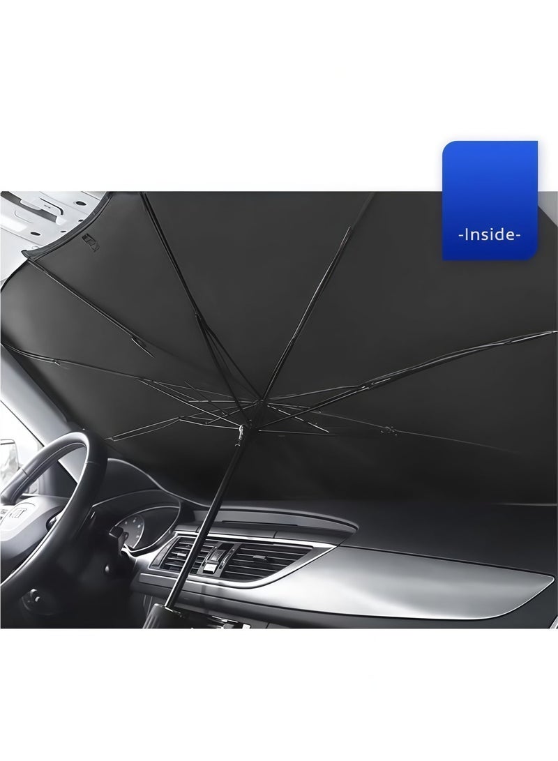 Car Windshield Sunshade Umbrella - Foldable Front Window Sun Shade with Reflective Silver Coating, Blocks 99% UV Rays, Heat Shield Reduces Interior Temperature from 70°C to 30°C - Anti-Leakage Design (140cm) - Image 3