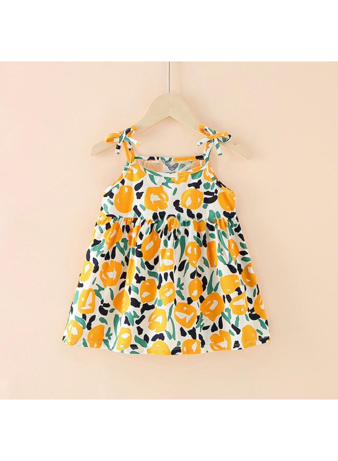 Summer Girl's Skirt Children's Style Princess Strap Skirt Girls' Dress New Children's Wear Floral Dress 