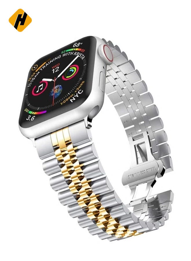 HuHa Replacement Band Compatible with Apple Watch 45mm / 44mm / 42mm, Stainless Steel Solid Strap Metal Bracelet for Apple Watch Series 7/6/5/4/3/2/SE  - Image 1