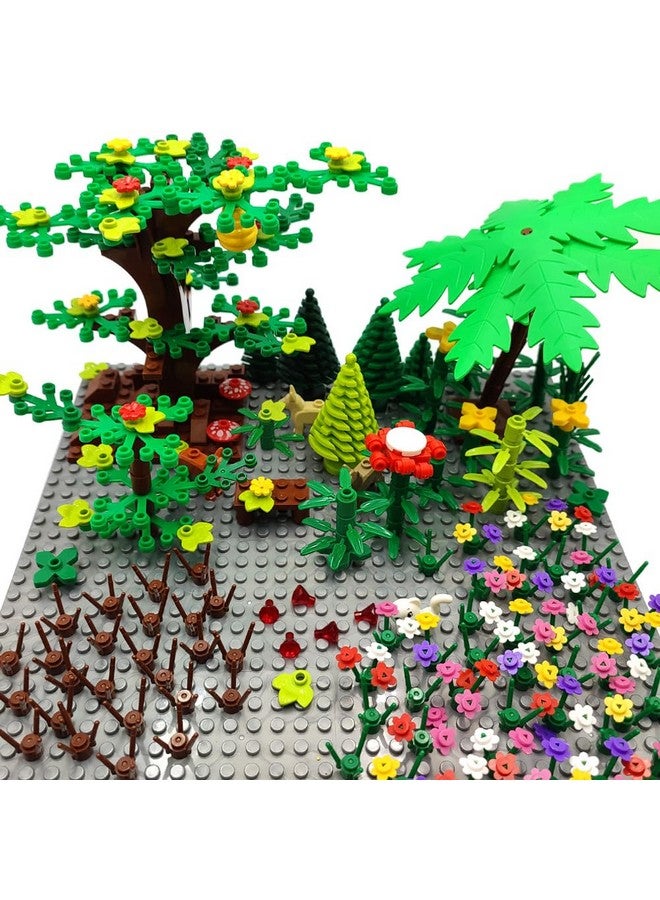 ZHX Garden Park Building Block Parts Botanical Scenery Accessories Plant Set Building Bricks Toy Trees Flowers Compatible All Major Brands (Without Baseplate) - Image 1