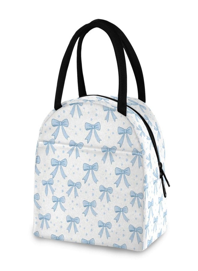 KEEPREAL Blue Bows Insulated Lunch Bag for Women & Men - Waterproof Reusable Cooler Tote for Work, Picnic, Beach or Travel Lunch Box#545 - Image 1
