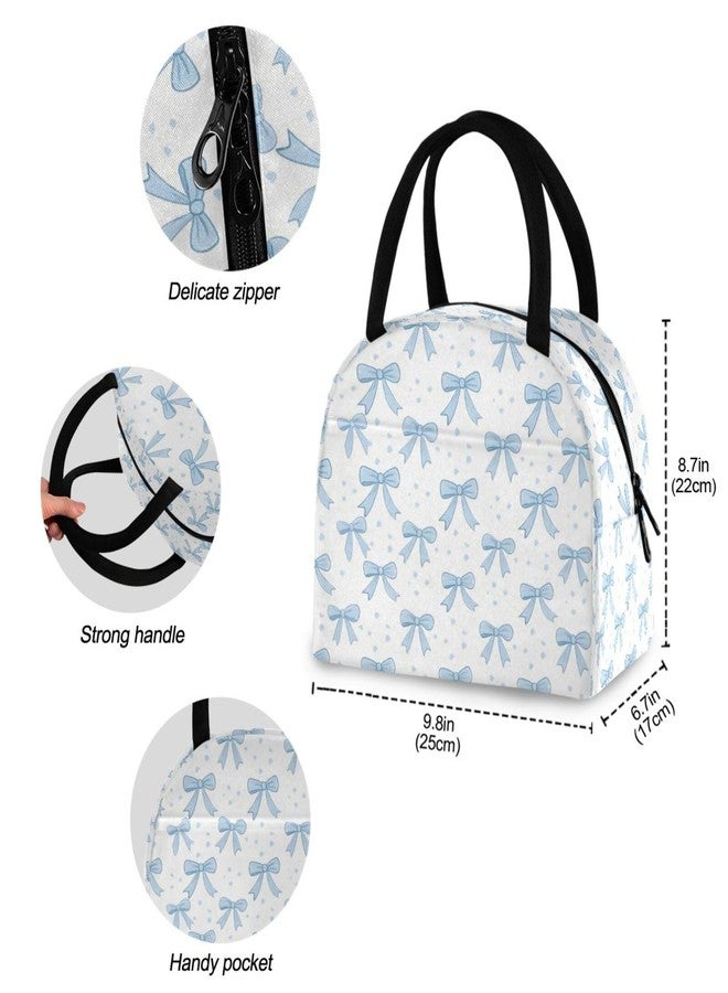 KEEPREAL Blue Bows Insulated Lunch Bag for Women & Men - Waterproof Reusable Cooler Tote for Work, Picnic, Beach or Travel Lunch Box#545 - Image 4