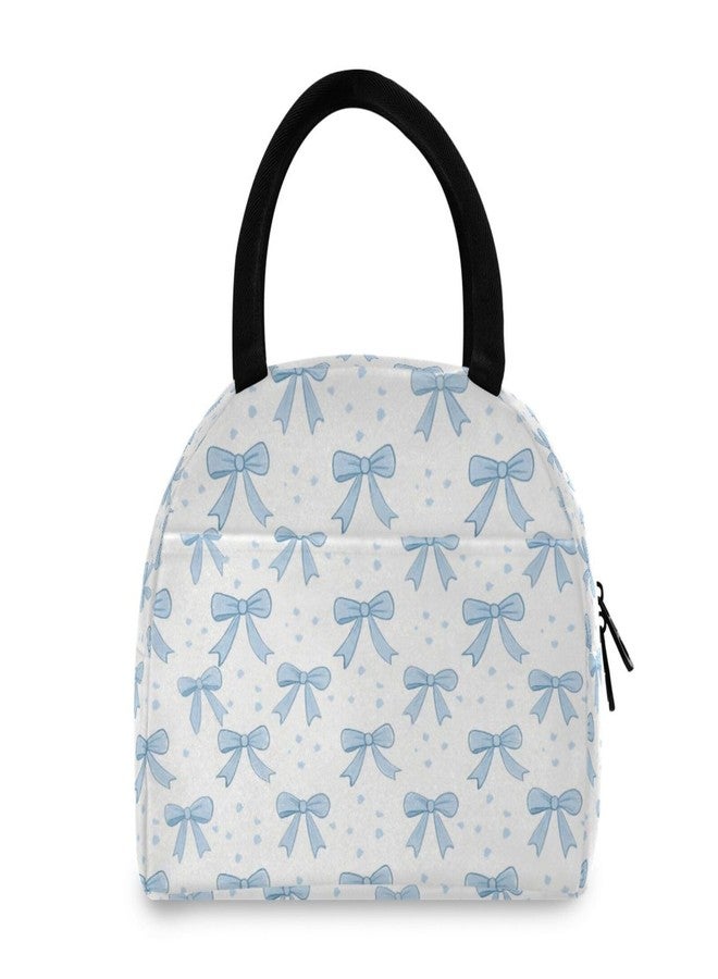 KEEPREAL Blue Bows Insulated Lunch Bag for Women & Men - Waterproof Reusable Cooler Tote for Work, Picnic, Beach or Travel Lunch Box#545 - Image 2