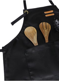 يانيك مريلة الشيف الجلدية المقاومة للماء للجنسين من يانيك مع جيوب | مريلة جلدية - احترافية شديدة التحمل للمنزل، المطبخ، الشواء، المقهى | 2 جيوب، حزام قابل للتعديل  - Image 3