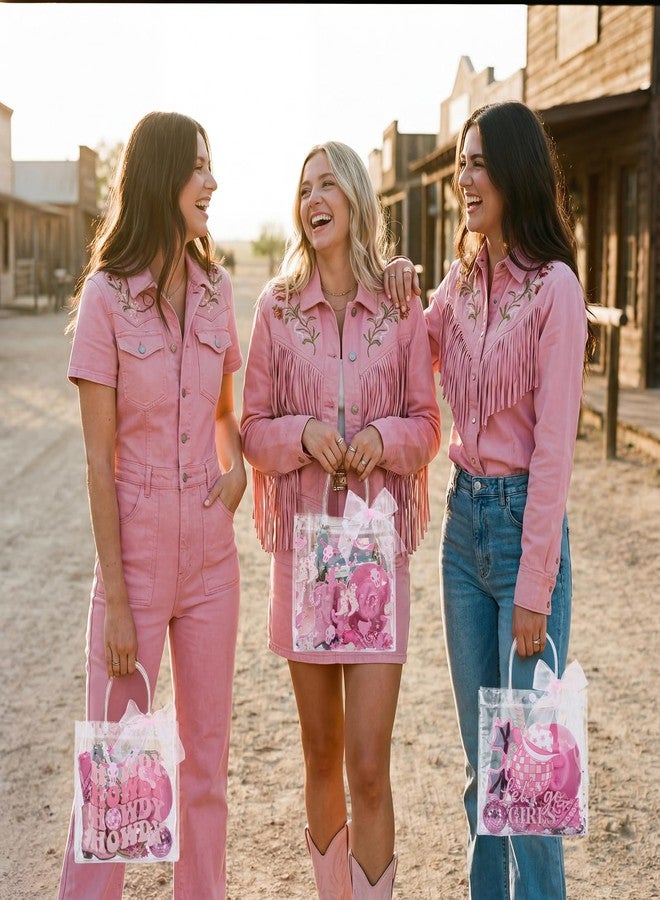 SilTriangle 30 Pcs Cowgirl Party Favors Bags Let's Go Girls Clear Gift Bag Disco Cowgirl Boot Western Goodie Bag with Handle Ribbon Pink Disco Birthday Party Decor for Bridal Shower Bachelorette Rodeo - Image 5