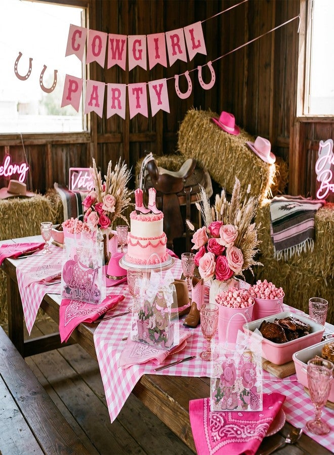SilTriangle 30 Pcs Cowgirl Party Favors Bags Let's Go Girls Clear Gift Bag Disco Cowgirl Boot Western Goodie Bag with Handle Ribbon Pink Disco Birthday Party Decor for Bridal Shower Bachelorette Rodeo - Image 3
