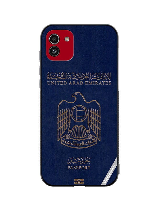 VR CREATIVE Protective Case Cover For Samsung Galaxy A03 Uae Passport Design Multicolour - Image 1