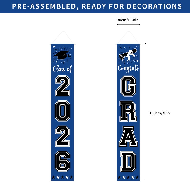 Gredeit Graduation Decorations Class of 2026 Hanging Grad Banner, Graduation Decorations Class of 2026 for Any Schools or Grades (blue) - Image 2