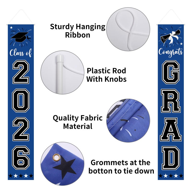Gredeit Graduation Decorations Class of 2026 Hanging Grad Banner, Graduation Decorations Class of 2026 for Any Schools or Grades (blue) - Image 3
