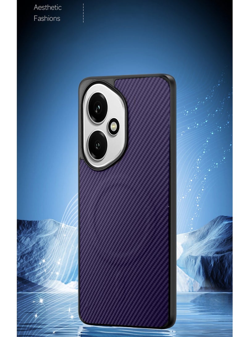 دبليو تيك غطاء واقٍ خلفي من السيليكون الناعم وألياف الكربون مع دعم Magsafe لهاتف Honor 400 5G 2025 - بنفسجي باذنجاني (MCFPSN) - Image 4