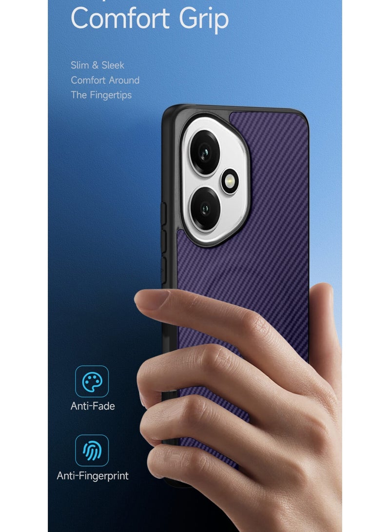 دبليو تيك غطاء واقٍ خلفي من السيليكون الناعم وألياف الكربون مع دعم Magsafe لهاتف Honor 400 5G 2025 - بنفسجي باذنجاني (MCFPSN) - Image 2