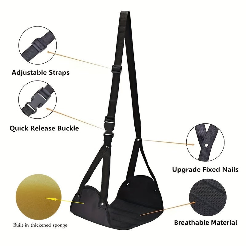 Light Blue Travel Airplane Footrest Hammock Portable Adjustable Travel Harness Lightweight 42.5x20cm - Image 2
