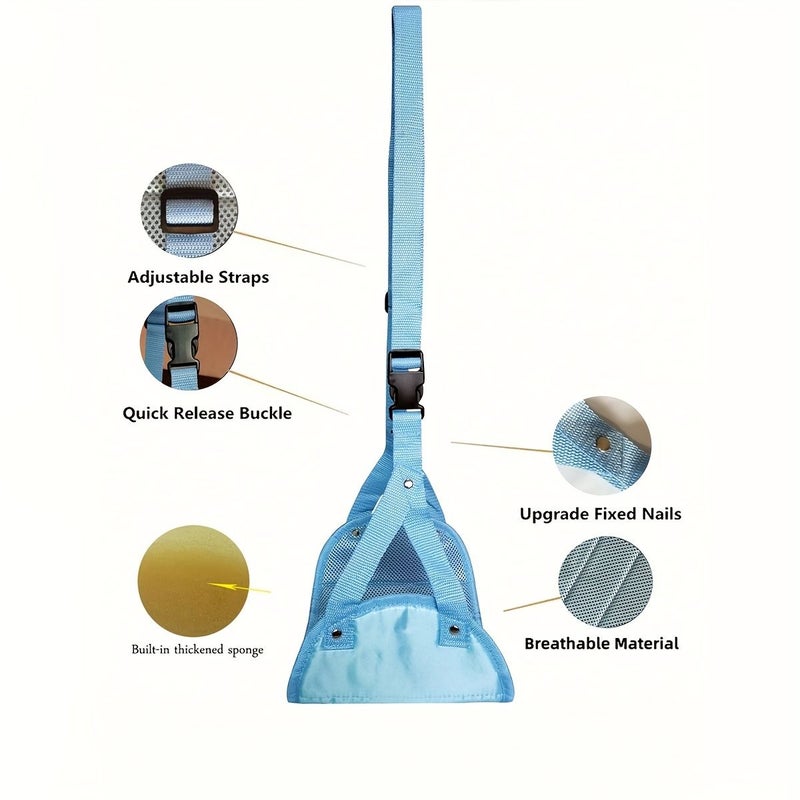 Light Blue Travel Airplane Footrest Hammock Portable Adjustable Travel Harness Lightweight 42.5x20cm - Image 3