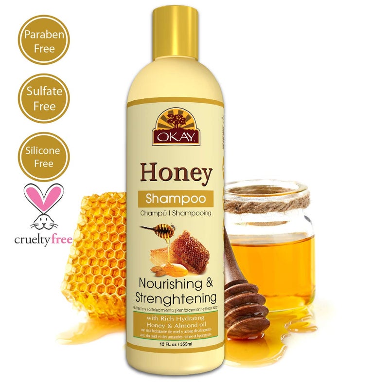 Okay and Almond Nourishing And Strengthening Shampoo Helps Refresh,Revitalize, and Strengthen Hair Sulfate,Silicone,Paraben Free For All Hair Types and Textures Made in USA oz Honey 12 Ounce - Image 4