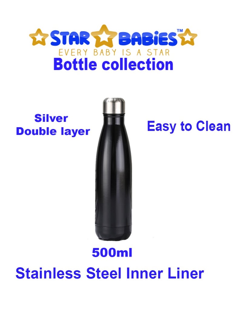 STAR BABiES Star Babies BTS Collections - Double Layer Stainless Steel Vacuum Insulated Water Bottle Cola Shape Bottle Keep 12 Hours Cold & Hot Reusable Metal Leak-Proof Sports Flask 500ml, Double Layer  Lunch Box BPA Free - Pack of 2 - Multicolor - Image 4