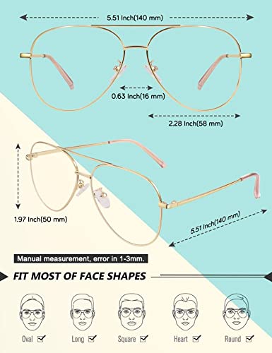 GQUEEN Fake Glasses Women Men Clear Lens Metal Frame UV400 Protection Fashion Retro Pilot Style Eyeglasses - Image 5