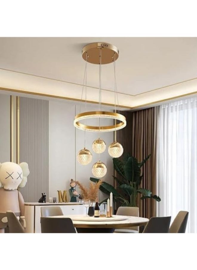 A F N Lighting A F N LIGHTINGS AFN LED Golden 4 Light Pendant Chandelier Light Modern LED Chandelier For Dining Living Room Hanging suspension luminaire Chandeliers - Warm White  - Image 3