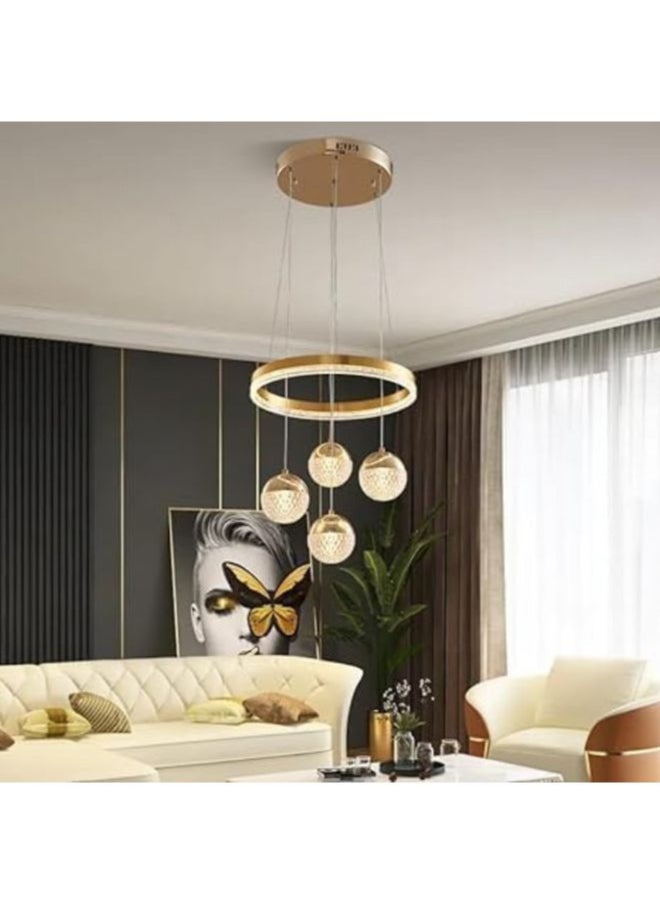 A F N Lighting A F N LIGHTINGS AFN LED Golden 4 Light Pendant Chandelier Light Modern LED Chandelier For Dining Living Room Hanging suspension luminaire Chandeliers - Warm White  - Image 4