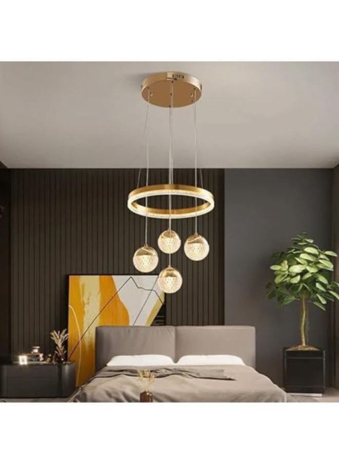A F N Lighting A F N LIGHTINGS AFN LED Golden 4 Light Pendant Chandelier Light Modern LED Chandelier For Dining Living Room Hanging suspension luminaire Chandeliers - Warm White  - Image 5