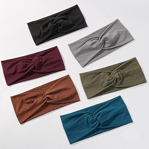 Artilady 6 Pack Wide Boho Headbands for Women Soft Yoga Elastic Hair Bands for Girls Workout Running Sport Headwrap Nonslip Breathable Warm Colors - Image 1