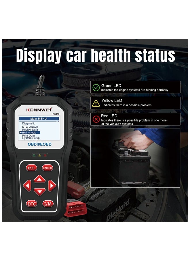 كونوي KONNWEI KW818 obd2 الماسح الضوئي لقارئ رمز خطأ السيارة  - Image 3