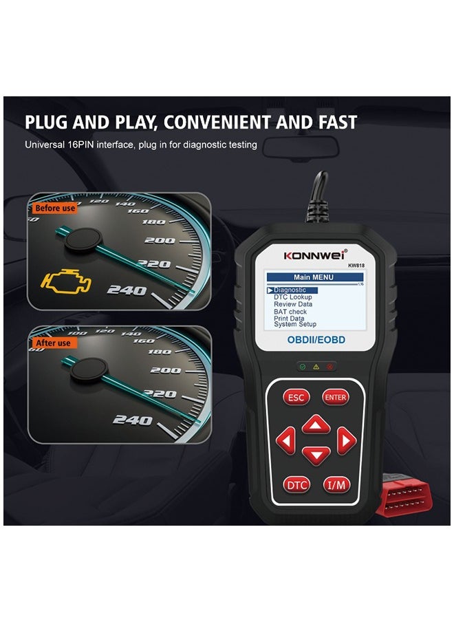 كونوي - KONNWEI KW818 obd2 الماسح الضوئي لقارئ رمز خطأ السيارة - Image 1